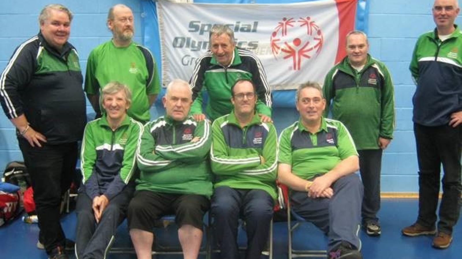 Loughrea Training Centre Special Olympics Club Coach T.Flynn , K. Cassidy, G. Donoghue, H. Cloran, Coach D. Gatley, K. Hardiman, D. Dolon, R.McClearn and TJ. Sheils